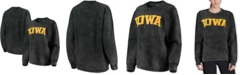 Pressbox Women's Black Iowa Hawkeyes Comfy Cord Vintage-Like Wash Basic Arch Pullover Sweatshirt